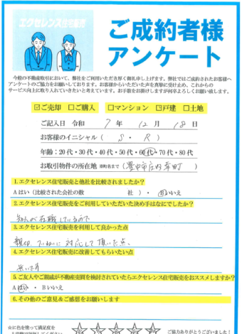 豊中市庄内の戸建ご売却（S・R様）のアンケート